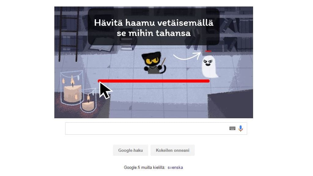 Peli aukeaa klikkaamalla Googlen etusivulta logoon upotettua play-nappulaa.