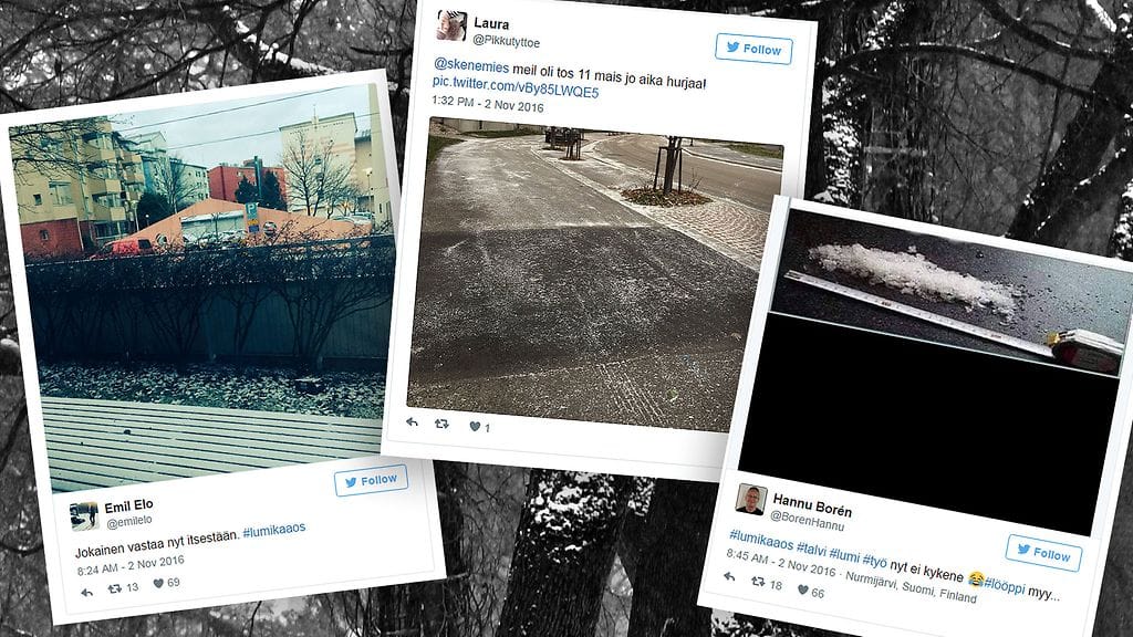 Esimerkiksi Twitterissä monet vitsailivat "lumikaaoksella".