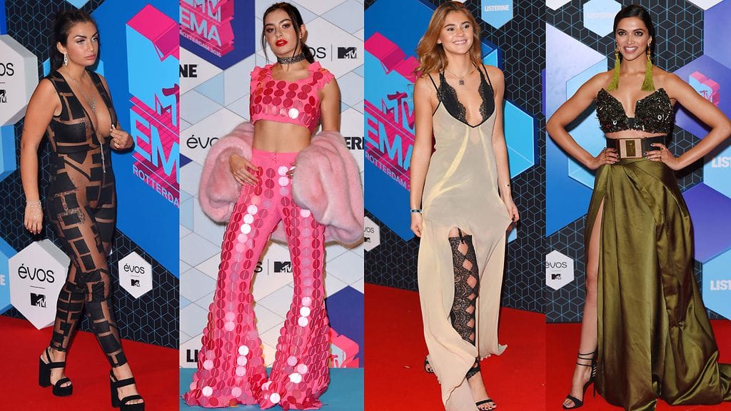 Elettra Lamborghini, Charli XCX, Stefanie Giesinger ja Deepika Padukone MTV EMA -gaalassa sunnuntaina 6.11.2016.