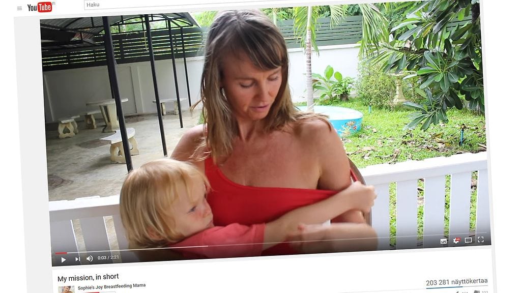 Videoilla neljävuotiaan tytön äiti haluaa osoittaa, miltä vanhemman lapsen imetys näyttää.