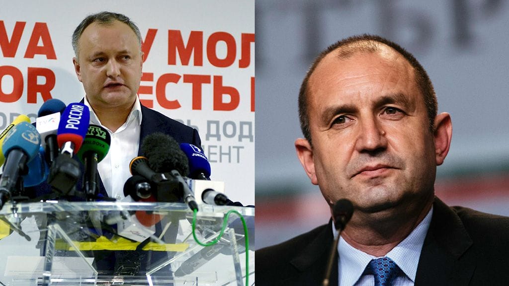 Sekä Moldovassa (Igor Dodon, kuvassa vas.) että Bulgariassa (Rumen Radev) valtaan nousee Venäjä-mielinen presidentti.