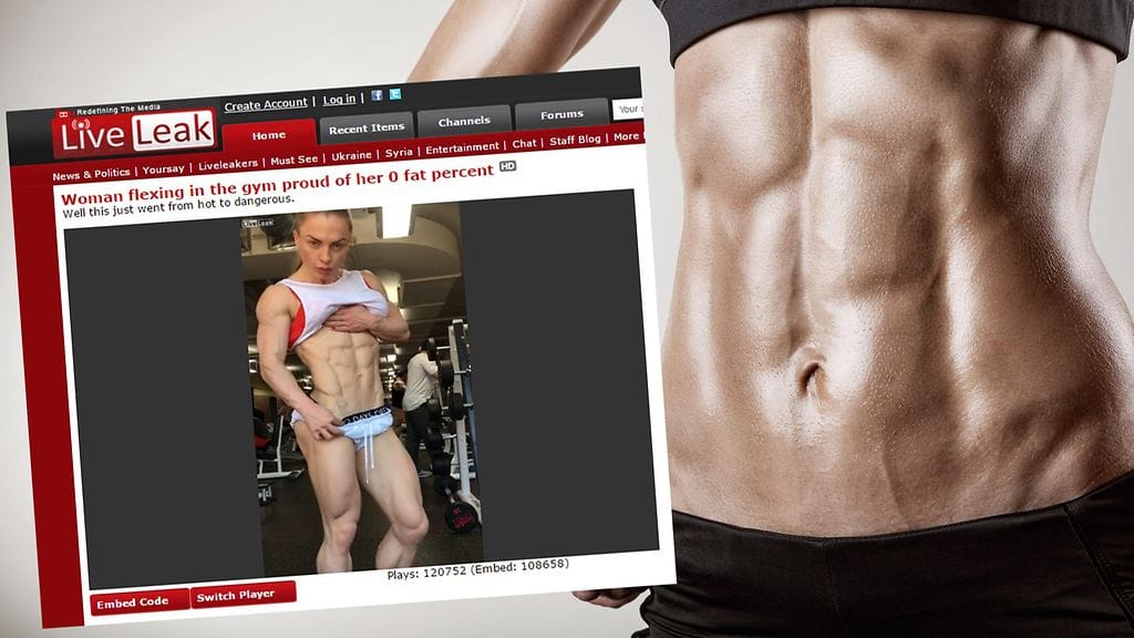 LiveLeak-sivustolle lisätyllä videolla tuntematon nainen esittelee täysin rasvatonta vartaloaan.