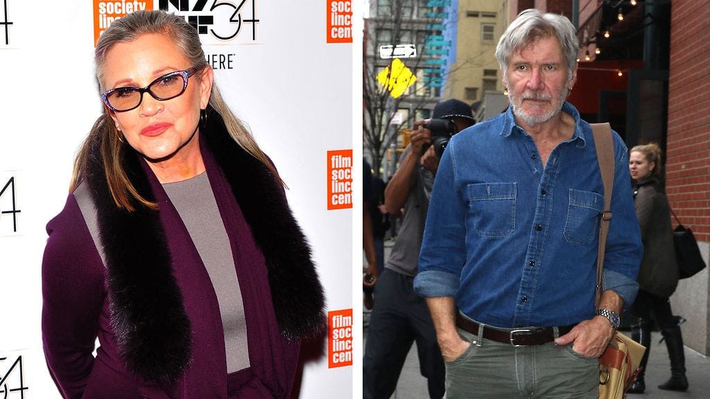 Carrie Fisher, 60, ja Harrison Ford, 74, kuvattuina vuonna 2016.