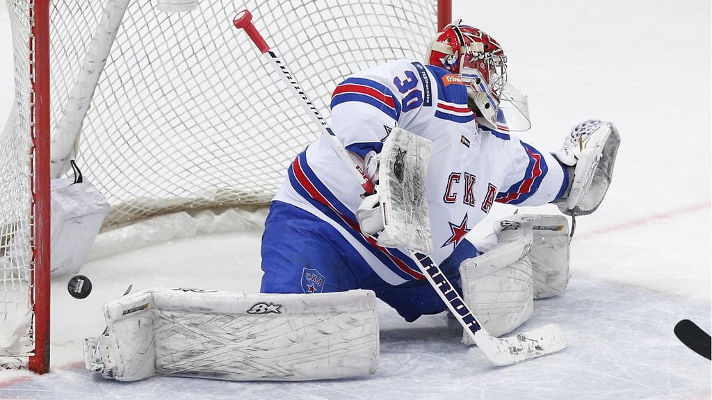 SKA-maalivahti Igor Shestjorkin ohitettiin kahdesti (arkistokuva).