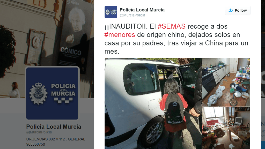 Muvakaappaus Murcian poliisin Facebook-sivuilta.