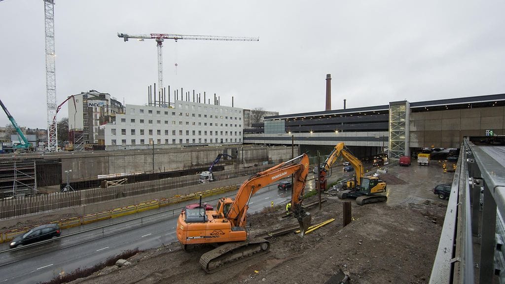Turun yliopistollisen sairaalan Tyksin T3-uudisrakennustyömaa 18. marraskuuta 2016. Sairaalan ja pysäköintihalli Harppuunaparkin työmailla on havaittu ongelmia betonirakenteissa.