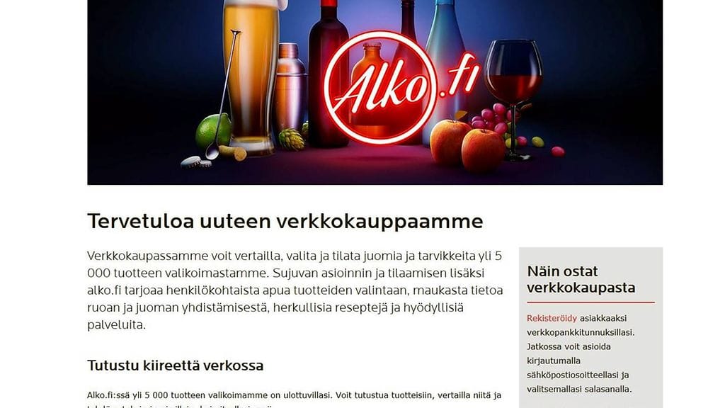 Alko avasi verkkokauppansa tiistaina kuluttaja-asiakkaille. Tarjolla on laaja 5 000 tuotteen valikoima.