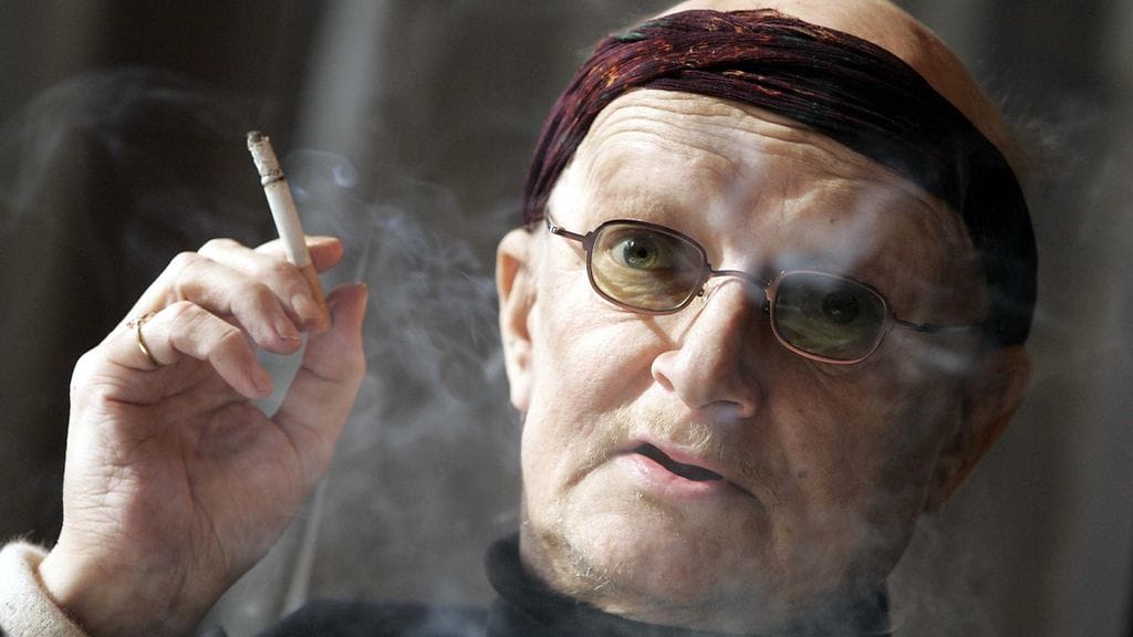 Juice Leskinen kuvattuna Juicen äeti, Eini Kuikka -kirjan lehdistötilaisuudessa Tampereella huhtikuussa 2005.