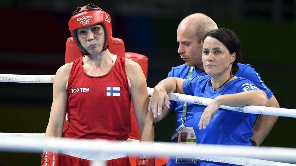 Mira Potkonen ja valmentaja Maarit Teuronen Rion olympialaisissa elokuussa.