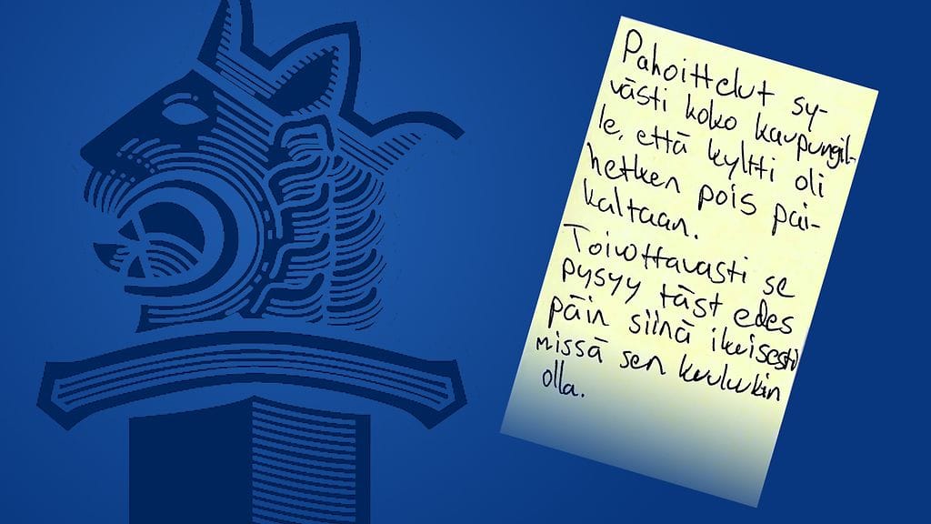 Poliisi kaipasi havaintoja kyltistä, mutta vain hieman myöhemmin selvisi, että kyltti olikin palautunut tapahtumapaikalle viime yönä anteeksipyyntö-lapun kera.