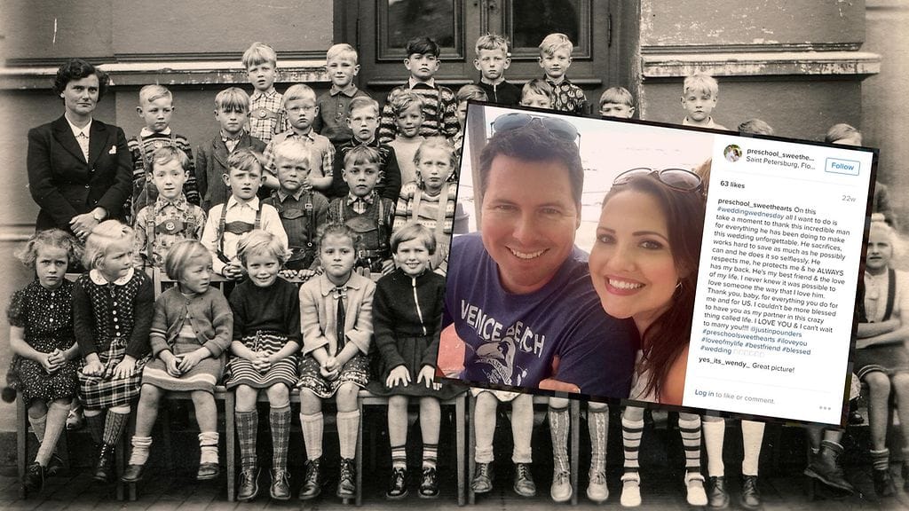 Vanha luokkakuva todistaa, että netissä toisensa tavannut pariskunta oli käynyt aikoinaan samaa koulua.