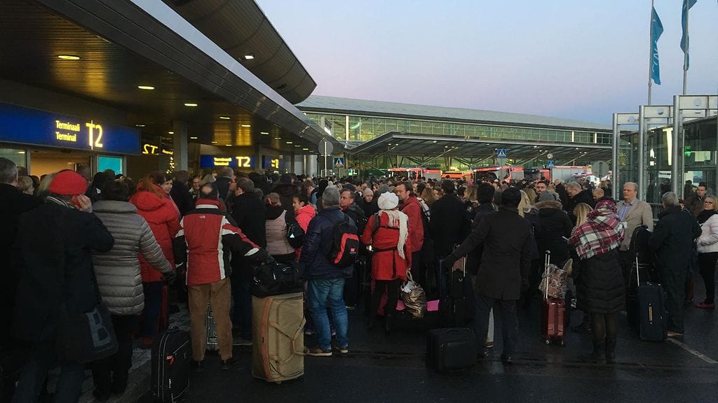 Lentoasema ruuhkautui pahoin.