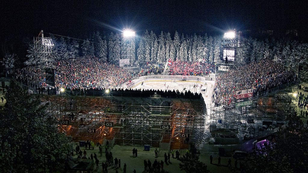 Havainnekuva Sorsapuiston ulkojäätapahtumasta.