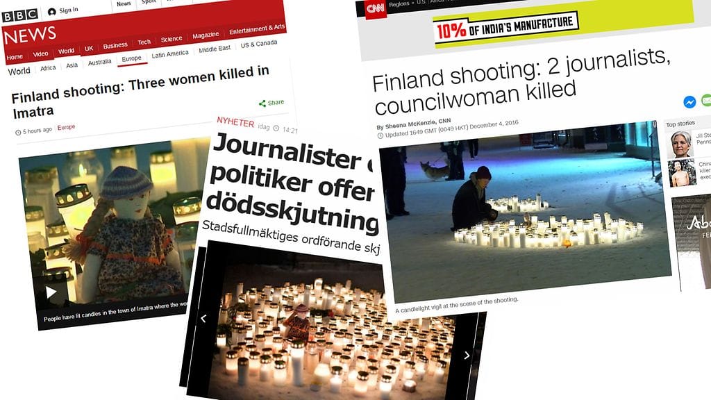 Imatran ampuminen oli sunnuntaina yski sunnuntain uutisista lehtien ja medioiden nettisuilla eri puolilla maailmaa.