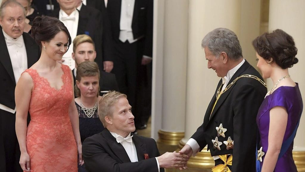 Leo-Pekka ja Sandra Tähti Linnan punaisella matolla 6.12.2016.