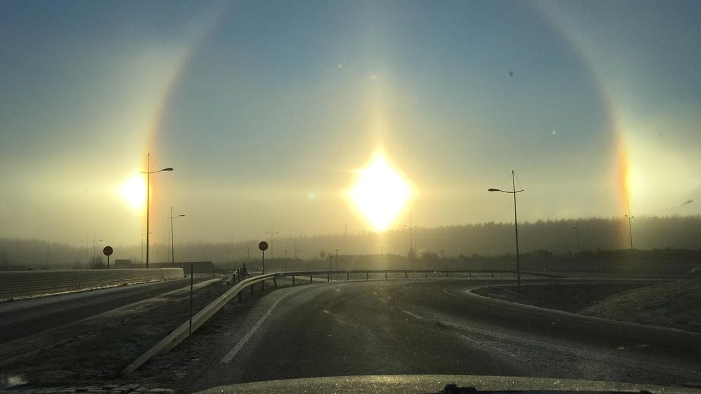 Heidi Meri kuvasi komean haloilmiön Vuosaaressa Helsingissä.