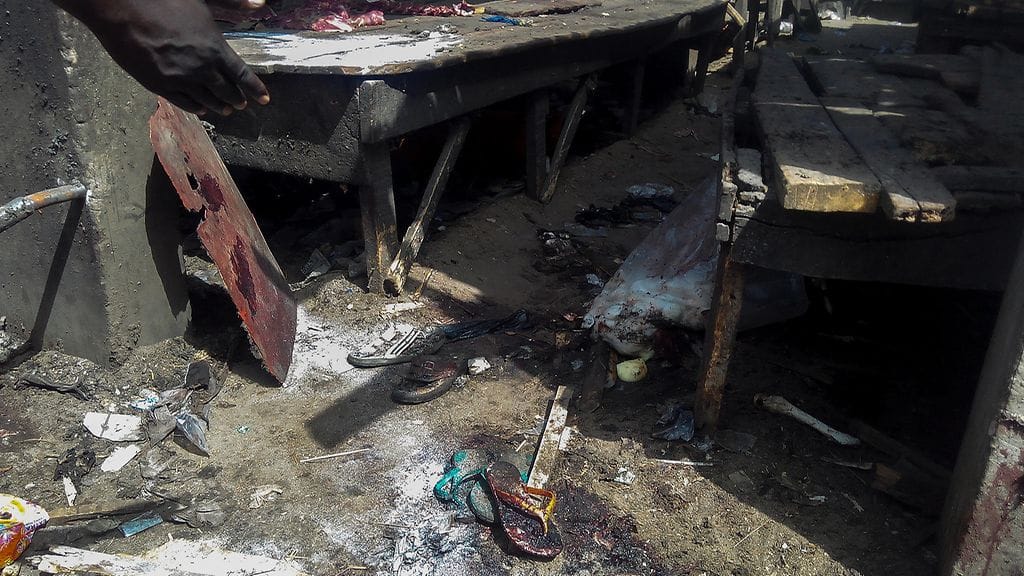 Kuva pommi-iskusta Maidugurissa Nigeriassa vuonna 2015.