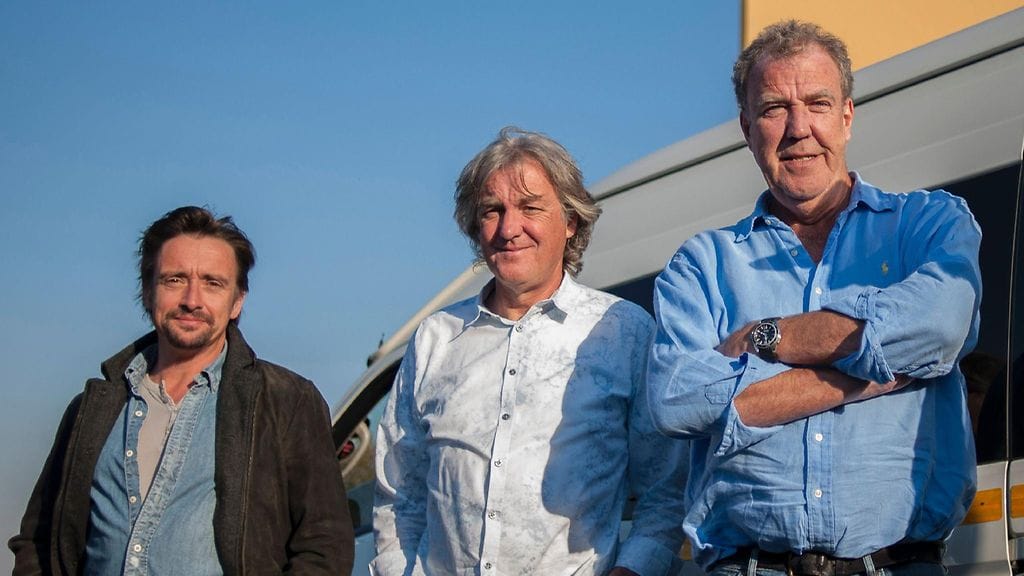 Richard Hammond (vas.), James May ja Jeremy Clarkson.
