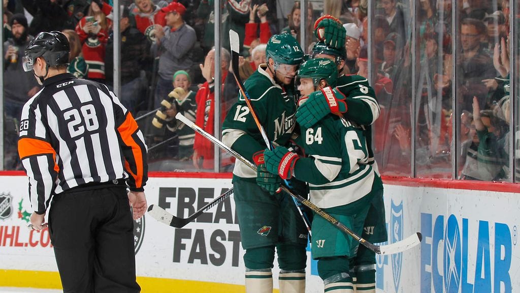 Mikael Granlund (kesk.) ja Mikko Koivu (oik.) ovat pelanneet hyvin yhteen tällä kaudella.