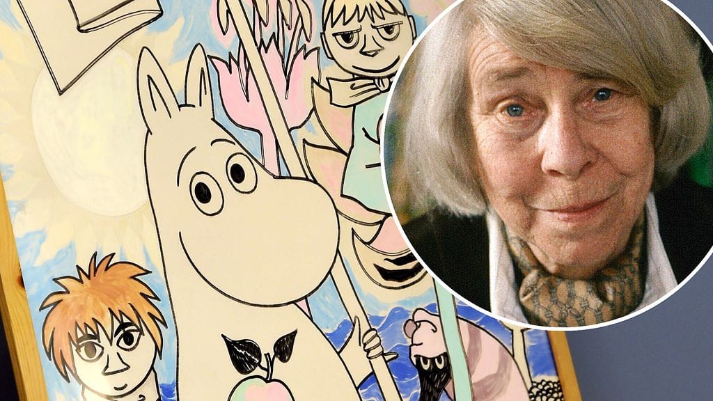 Tove Janssonin Muumi-juliste kuvattuna Hagelstam & Co.:lla Helsingissä 23. toukokuuta 2016.