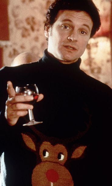 Mark Darcy eli näyttelijä Colin Firth jouluneuleessaan Bridget Jones -elokuvassa.