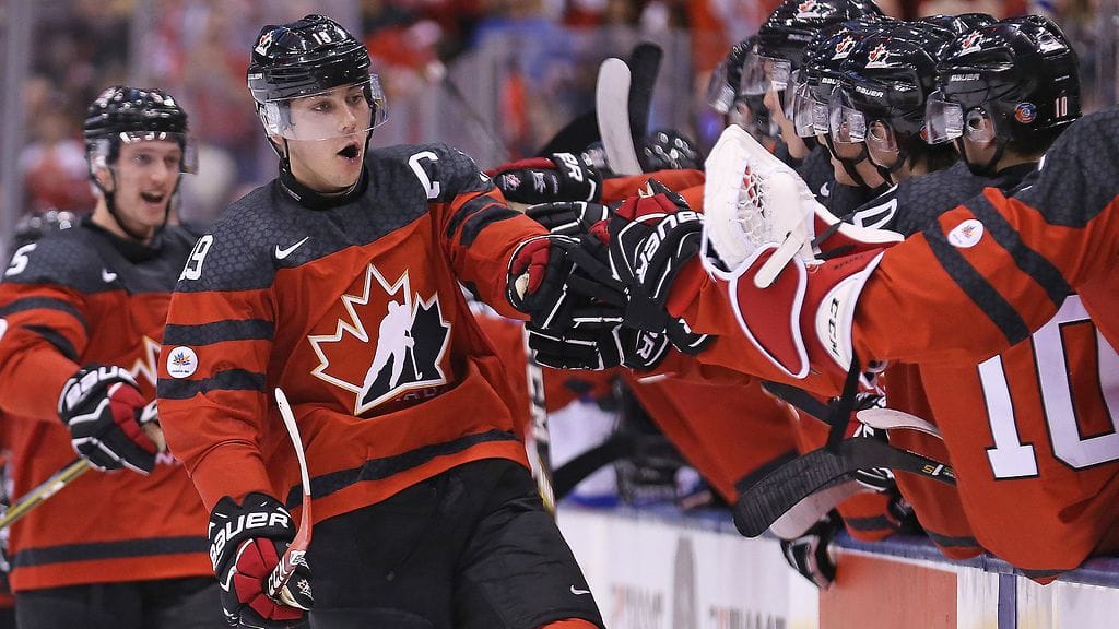 Dylan Strome sai tuulettaa kahdesti Venäjää vastaan.