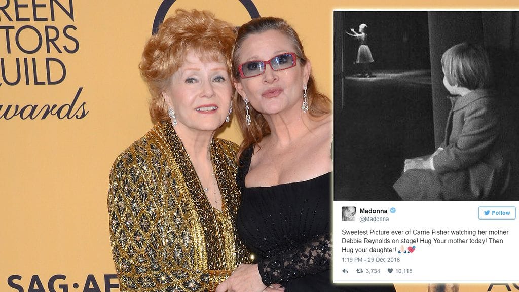 Carrie Fisher nähtiin usein yhdessä näyttelijä-äitinsä kanssa.