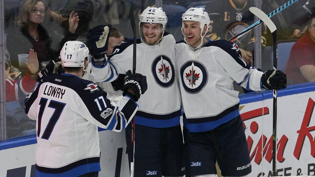 Joel Armia (kesk.) teki kauden toisen maalinsa Buffaloa vastaan.