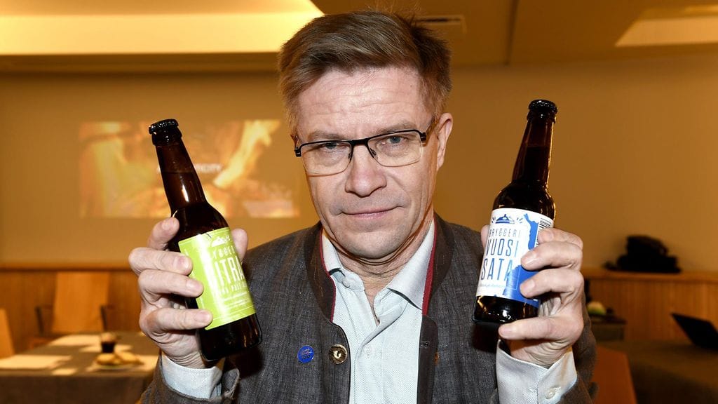 Pekka Kääriäinen Lammin Sahti Oy:sta maa- ja metsätalousministeriön Suomi100-paviljonkia koskevassa aamiaistilaisuudessa Helsingissä 10. tammikuuta 2017.