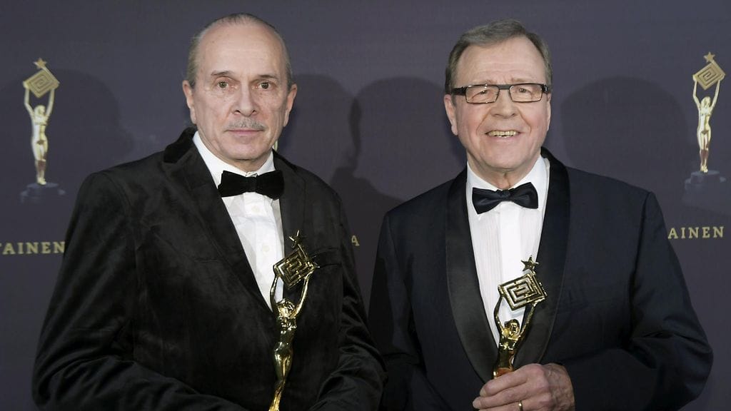 Pertti "Humppis" Humppila ja Arvi Lind saivat elämäntyöpalkinnot Kultainen Venla -gaalassa 13. tammikuuta 2017.