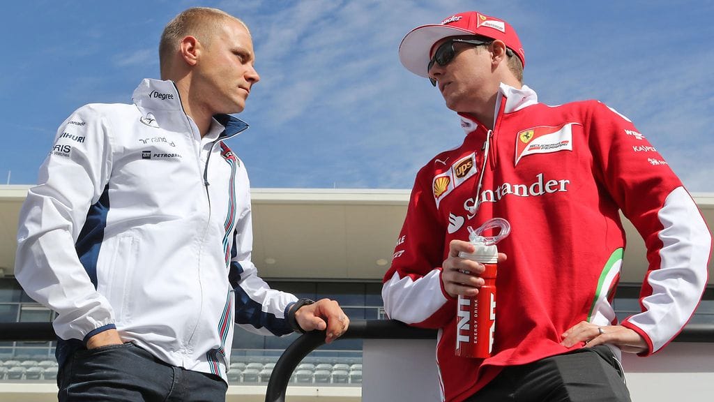 Kimi Räikkönen ja Valtteri Bottas Yhdysvaltojen Austinissa viime lokakuussa.