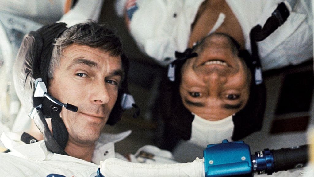 Eugene Cernan ja Ronald Evans Apollo 17 -kuulennolla vuonna 1972.