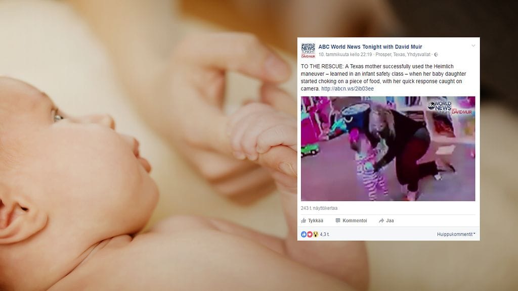 Äidin nopea toiminta tallentui huoneessa olleeseen valvontakameraan.