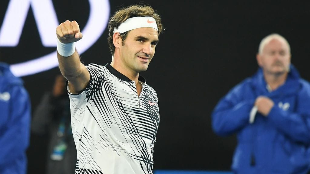 Roger Federer pursusi peli-iloa perjantaina.