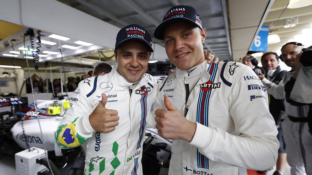 Felipe Massa ja Valtteri Bottas kisaavat kaudella 2017 eri talleissa – Massa edelleen Williamsilla, Bottas Mercedeksellä.