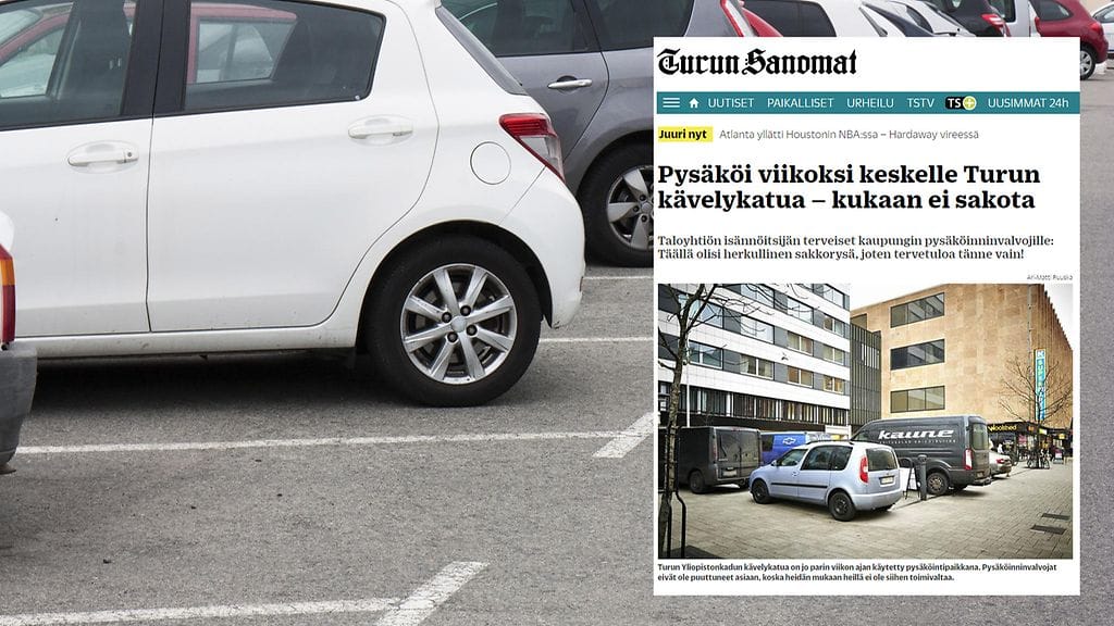 Pääkuva ei liity tapahtuneeseen. Kuvakaappaus Turun Sanomien verkkolehdestä, johon kuvan autoista on ottanut Ari-Matti Ruuska