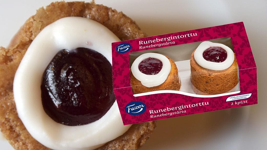 Fazer runebergintortut valmistetaan Latviassa.