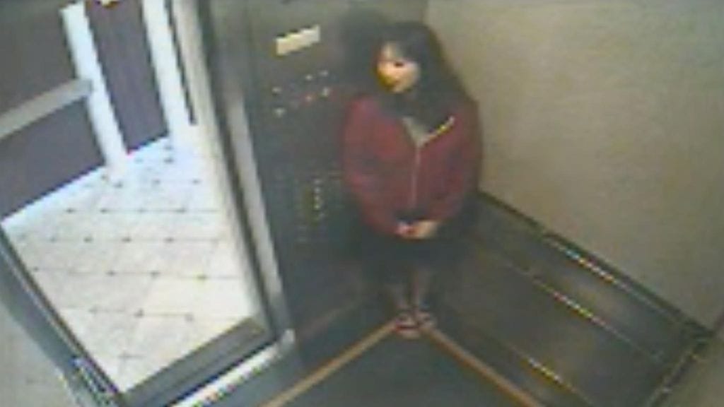 Elisa Lam Los Angelesissa sijaitsevan Cecil-hotelin hississä katoamispäivänään vuonna 2013.