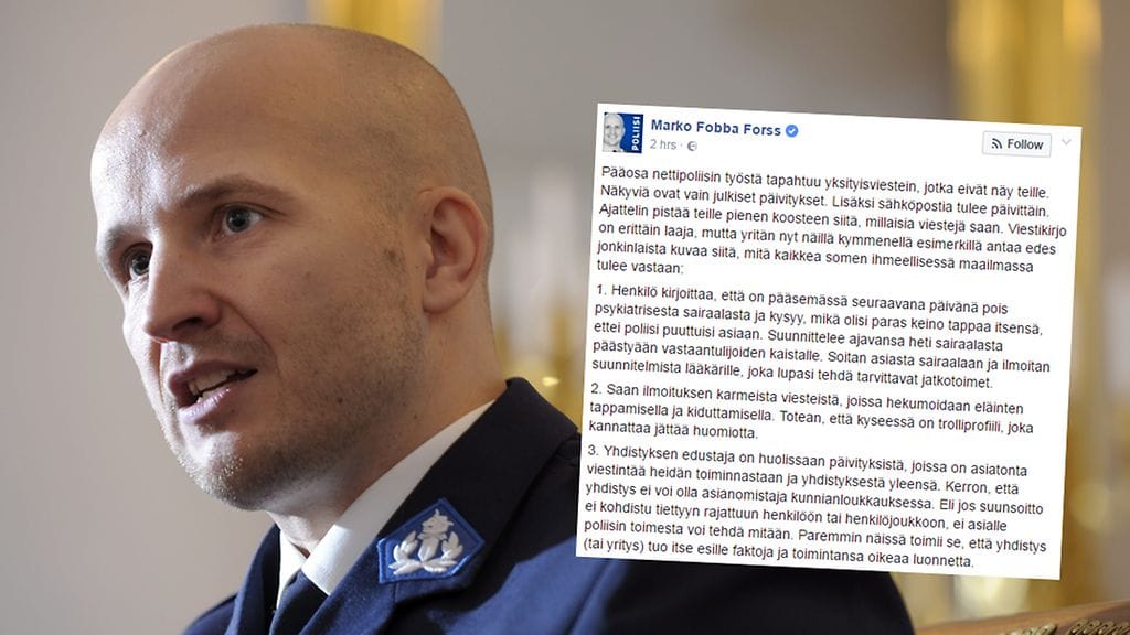 Marko Forss kertoo nettipoliisina saamistaan yhteydenotoista Facebookissa.