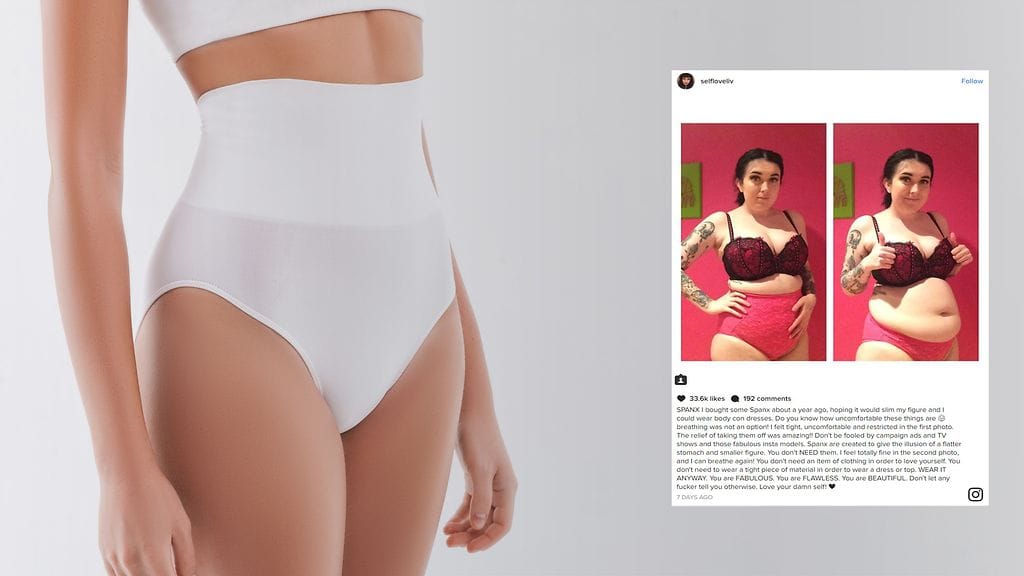 Nainen dokumentoi matkaansa kohti parempaa itsetuntoa Instagram-tililleen.