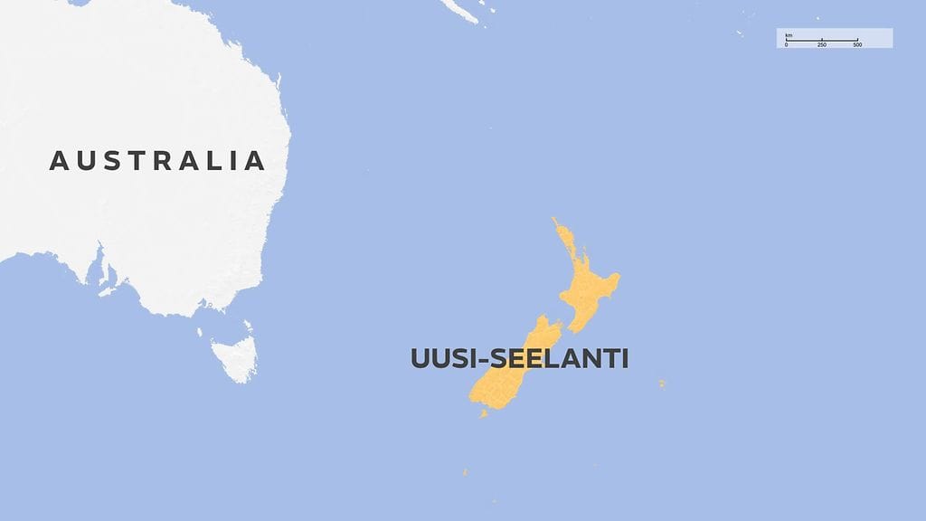 Kartta Uudesta-Seelannista.
