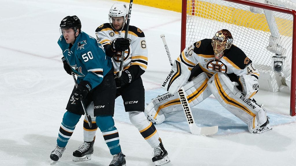 Tuukka Rask ja Boston hakivat voiton San Josesta.