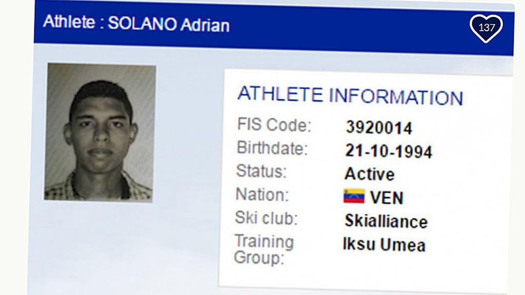 Adrian Solano yritetään saada Lahden MM-laduille (kuvankaappaus, FIS).