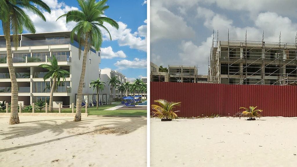 Luksushotellin havainnekuva ei aivan vastannut todellisuutta.