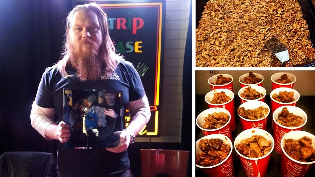 Ensimmäistä kertaa kisaan osallistunut Janne "Möykky" Ahonen onnistui syömään 1,2 kiloa lihaa nopeimmin ja vei voiton.