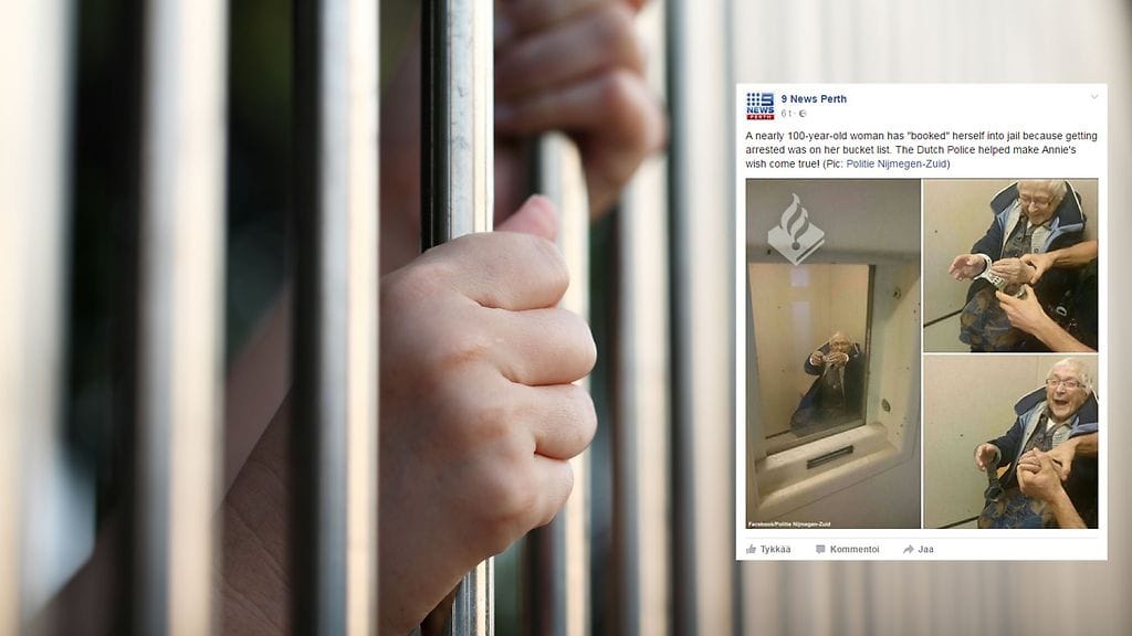 Hollantilaisen poliisilaitoksen jakamat kuvat todistavat satavuotiaan naisen onnea.