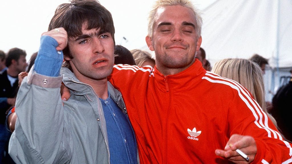 Liam Gallagher ja Robbie Williams Glastonbury 1995