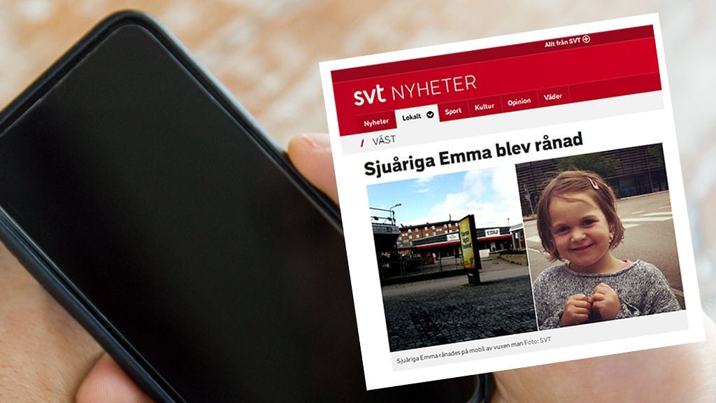 Seitsemänvuotiaan tytön puhelin varastettiin tältä keskellä päivää, kertoo SVT ja Expressen.