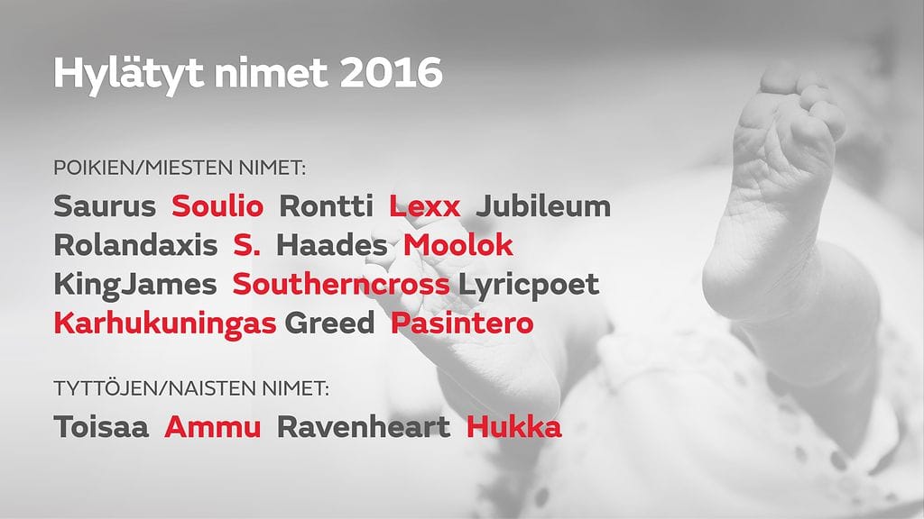Nimilautakunta joutui viime vuonna hylkäämään useita nimiä.