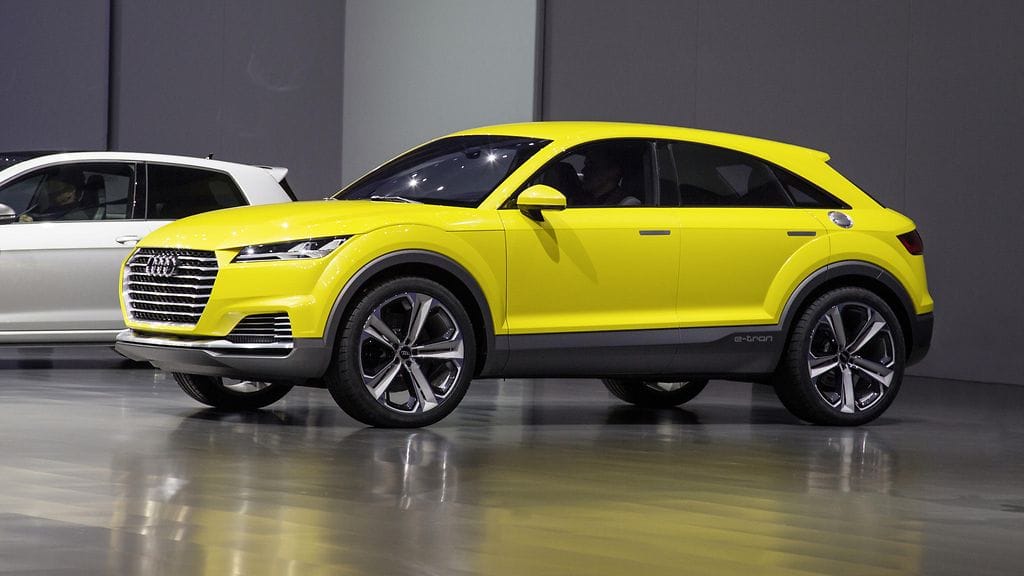 Audi TT Offroad -konsepti, johon Q4:n uskotaan pohjautuvan. Kuva Pekingin kansainvälisestä autonäyttelystä vuodelta 2014.